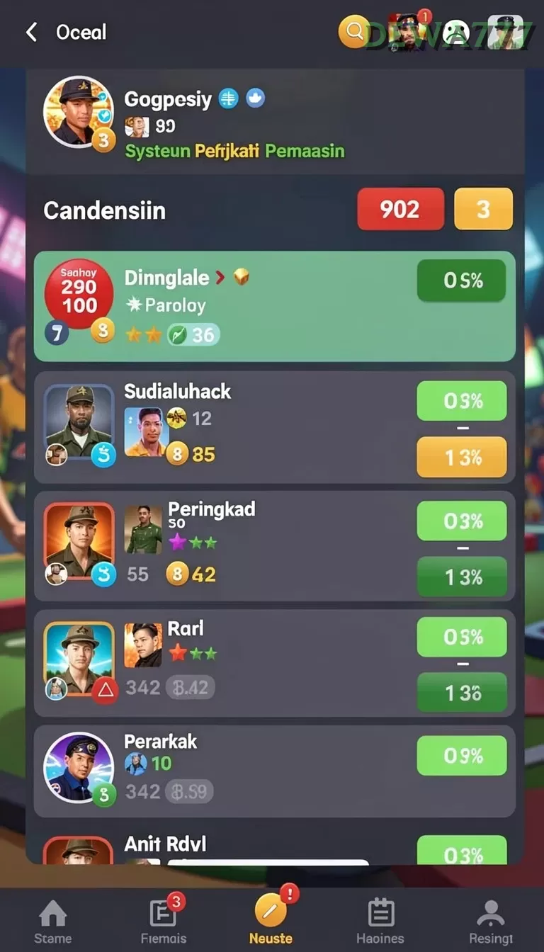 Cuplikan layar KING88 — aktivitas